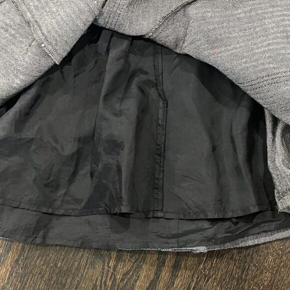 Ann Taylor Loft Skirt Womens 4 Black Herringbone Pleated Trumpet Lined Wool - Picture 3 of 6